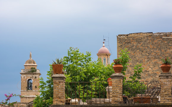 Offida, an ancient village in the Marche region of Italy. ancient medieval buildings of the Borgo