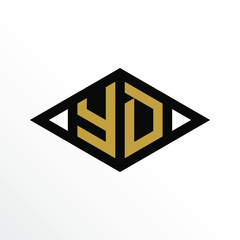 Initial Letter YD Geometric Abstract Diamond Shape Logo Design