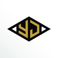 Initial Letter YJ Geometric Abstract Diamond Shape Logo Design