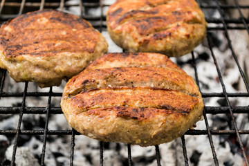 Tasty hearty fast food close-up, not healthy food