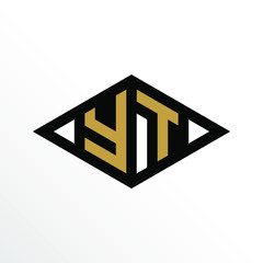 Initial Letter YT Geometric Abstract Diamond Shape Logo Design