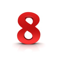 Obraz premium 8 number eight red sign 3d