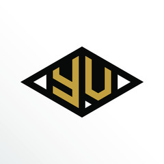 Initial Letter YV Geometric Abstract Diamond Shape Logo Design