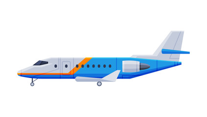 Airliner, Government or Presidential Vehicle, Luxury Business Transportation, Side View Flat Vector Illustration