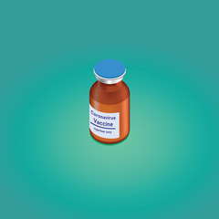 Vaccine virus three bottle on color background