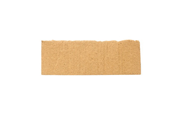 Recycled paper craft stick on a white background. Brown paper torn or ripped pieces of paper isolated on white background with clipping path.