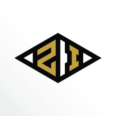 Initial Letter ZI Geometric Abstract Diamond Shape Logo Design