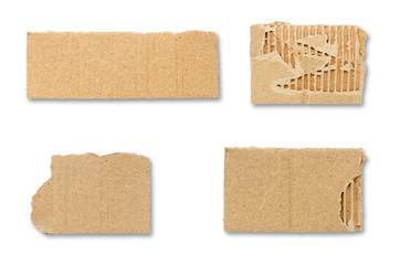 Recycled paper craft stick on a white background. Brown paper torn or ripped pieces of paper isolated on white background with clipping path.