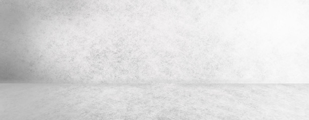 Panorama gray cement concrete floor and wall backgrounds,  interior room, display products. White grey color for background. Old grunge textures with scratches and cracks. 