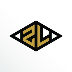 Initial Letter ZL Geometric Abstract Diamond Shape Logo Design