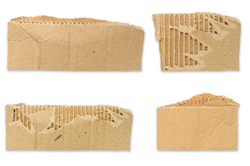 Recycled paper craft stick on a white background. Brown paper torn or ripped pieces of paper isolated on white background with clipping path.