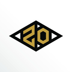 Initial Letter ZO Geometric Abstract Diamond Shape Logo Design