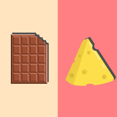 Vector of cheese and chocolate