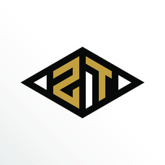 Initial Letter ZT Geometric Abstract Diamond Shape Logo Design