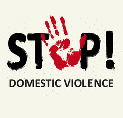 Stop Domestic Violence against women Stamp. Creative Vector Design Element Concept