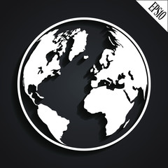 world globe 3d shape on dark background/ vector illustration