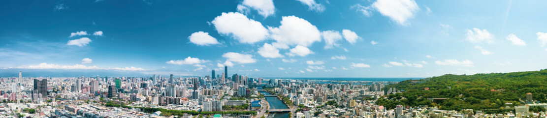 Fototapeta na wymiar Aerial view of love river and kaohsiung city. Taiwan