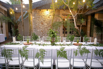 beautiful rustic garden wedding setup