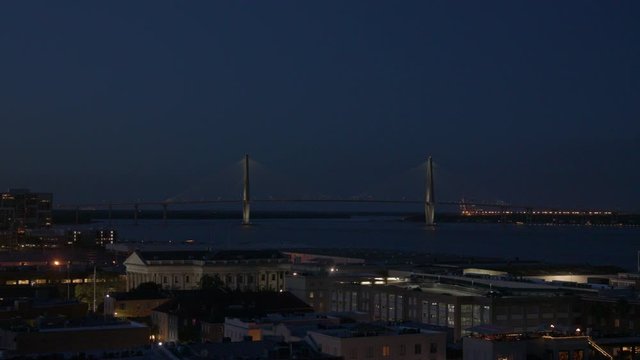 Charleston, South Carolina - Twilight - Arthur Ravenel Jr. Bridge iover the Cooper River  to Mt. Pleasant.