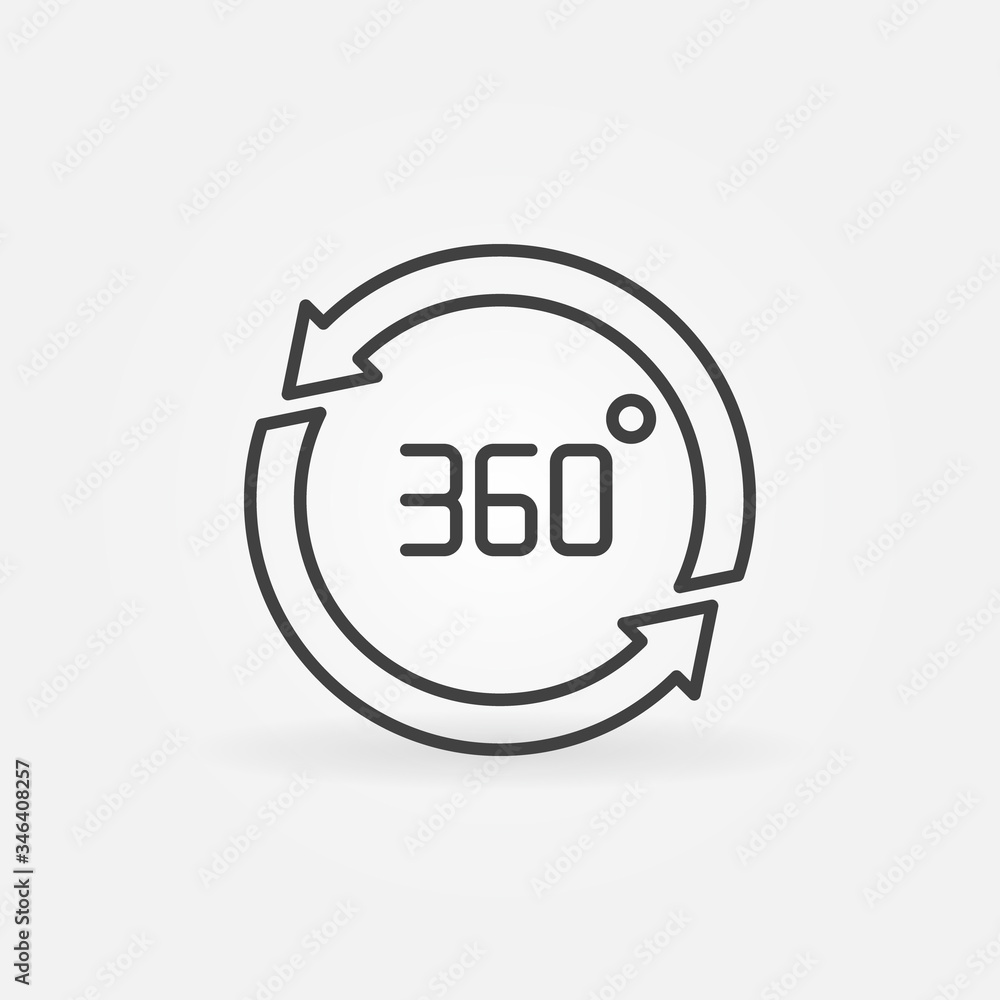 Poster 360 degree arrows vector outline concept icon or design element