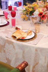 a wedding dining table setup