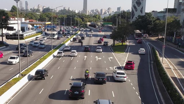 Aerial view to the biggest Avenue in Sao Paulo, vinte e tres de maio avenue, Sao Paulo, Brazil