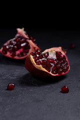 pomegranate on black background
