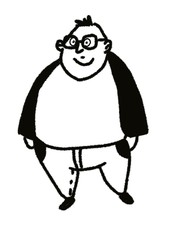 cute fat surprised man in glasses standing isolated on white