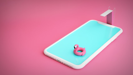 pink pool smartphone