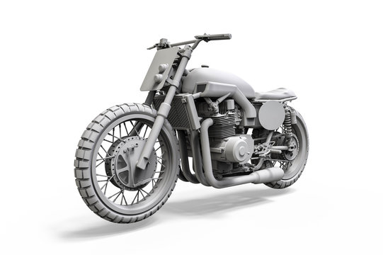 3D render image representing motorcycle development with the help of a computer software