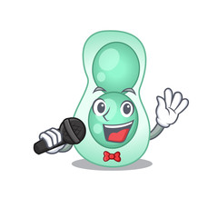 Talented singer of serratia marcescens cartoon character holding a microphone