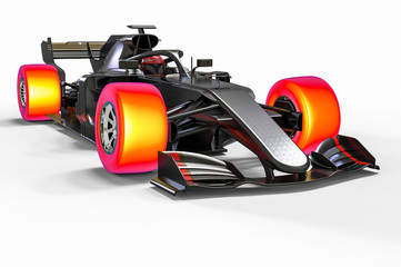 Naklejka premium 3D render image representing a race car with infrared tires that can be used in simulation 