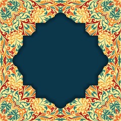 Fototapeta na wymiar Retro boho floral pattern frame