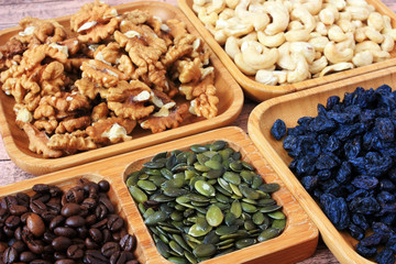 Mixture of nuts for breakfast