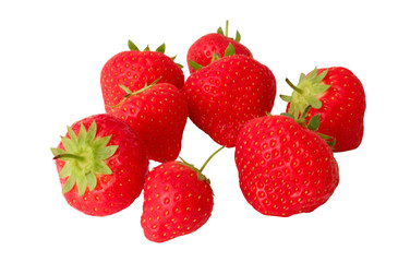 Sweet Strawberries isolated on a white background without shade.