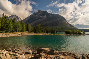 Lake Minnewanka nature scenery inside Banff National Park, Alberta, Canada