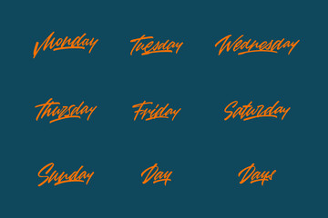 Original brush lettering set for any use. Seasons, months, weeks, days.