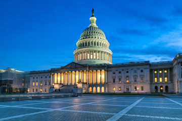 Capitol building at night, Washington DC, USA.