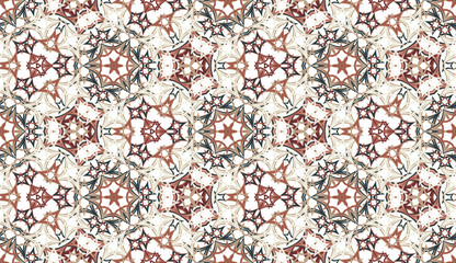 Kaleidoscope seamless pattern. Colored abstraction on white background. Useful as design element for texture and artistic compositions. - 346419813