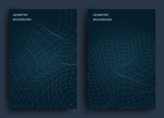 Abstract gradient background with geometric shapes and curved lines. Holographic effect. Design of covers, posters, wrapping paper. Vector