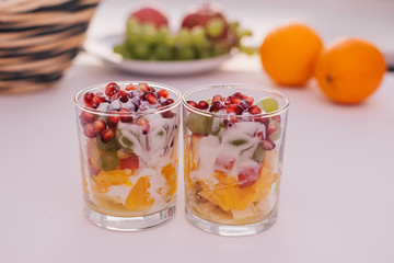 fruit dessert in a glass, proper nutrition