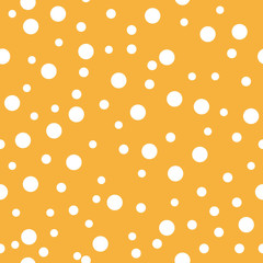 Dotted seamless pattern. White Polka Dot on orange background Background. Vector illustration. Monochrome minimalist graphic design. Wallpaper, furniture fabric, textile