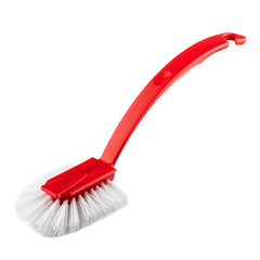 red dish cleaning brush with long handle