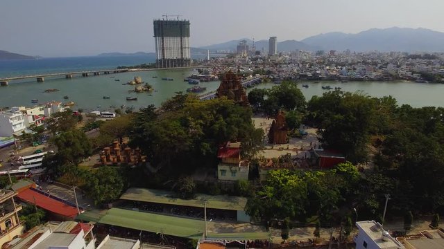 Aerial Po Nagar Cham Temple in Nha Trang, Khanh Hoa, Vietnam
