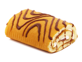 Swiss roll cake isolated on white background