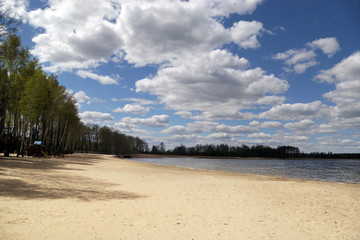 Spring landscape in Polesie - the southwestern region of Belarus in the Pripyat river valley.