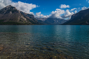 Lake Minnewanka nature scenery inside Banff National Park, Alberta, Canada