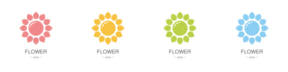 Set of flower logos. Collection. Modern design. Minimalism. Vector illustration
