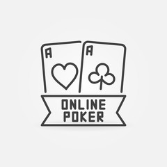 Online Poker concept vector outline icon. Pair of Aces symbol in thin line style
