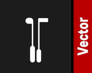 White Golf club icon isolated on black background. Vector Illustration